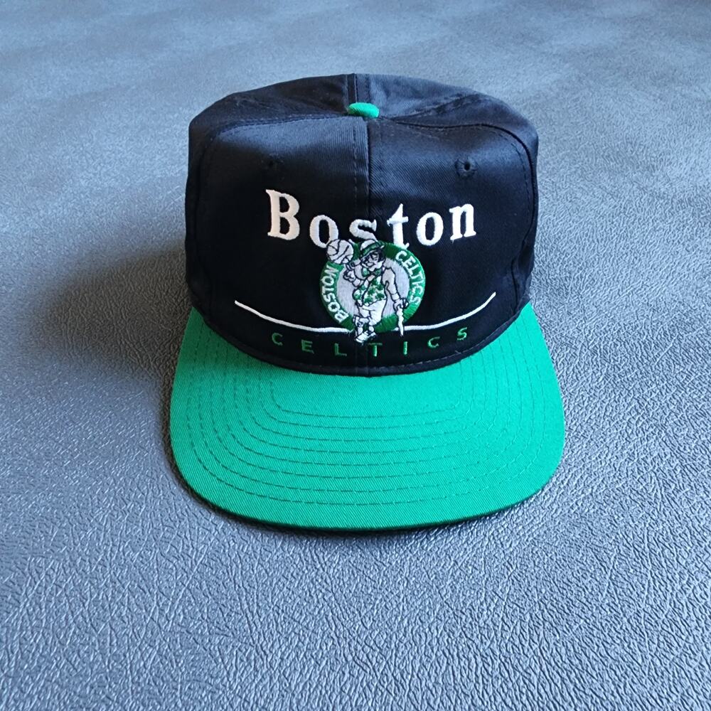 Vintage 90's Boston Celtics Two Tone Twins Black Twill Hat OSFM